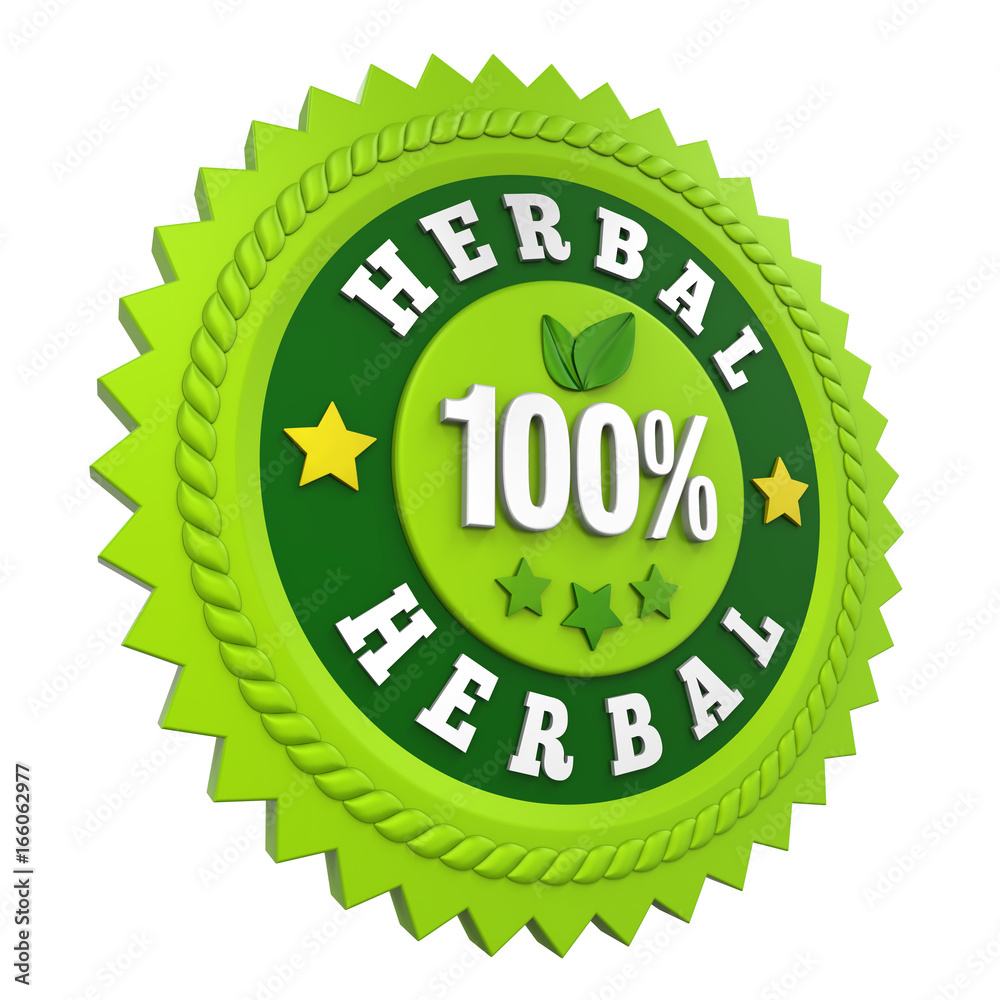 100% Herbal Badge Label Isolated 100% Herbal Badge Label Isolated