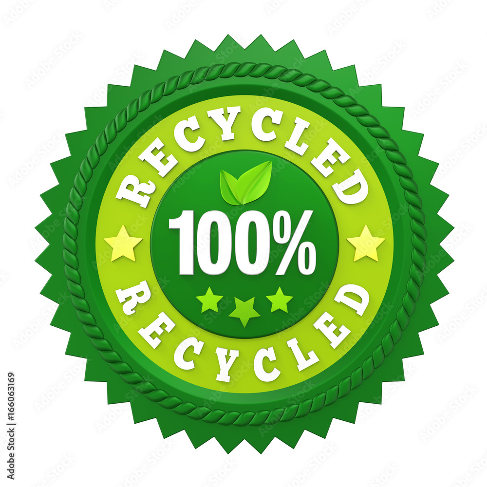 100% Recycled Badge Label Isolated 100% Recycled Badge Label Isolated