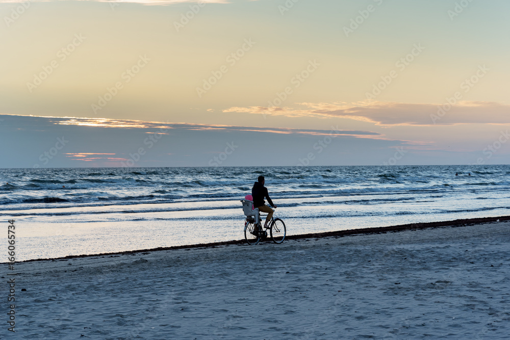 Naklejka premium Sunset by Baltic sea, Liepaja, Latvia.