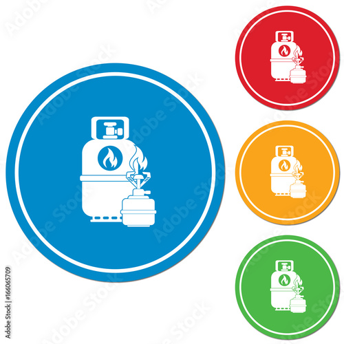 Camping stove with gas bottle icon