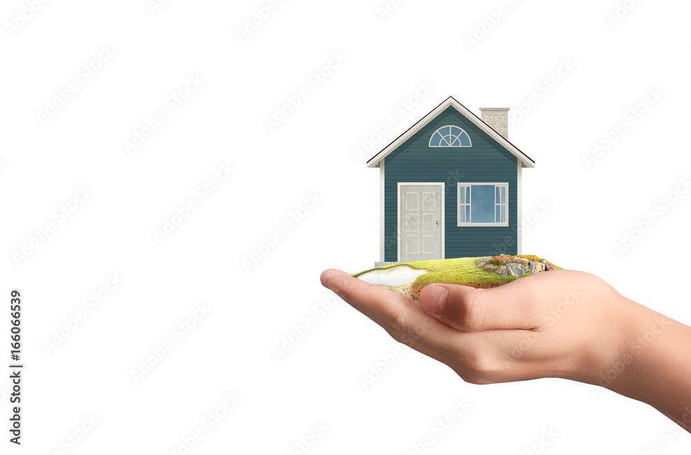 Mortgage concept by house from hand Mortgage concept by house from hand
