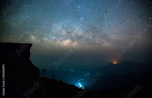 Milky Way Galaxy .Astrophotography Night landscape with colorful Milky Way, with stardust and space dust in the universe galaxy.
