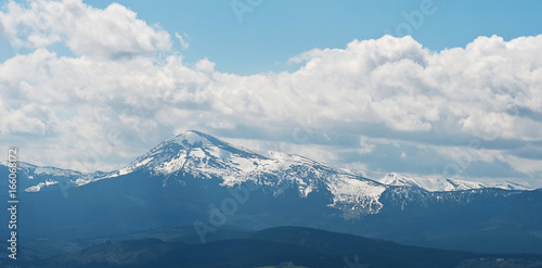 Panoramic view over Carpathian Mountains in wintertime © voloshin311