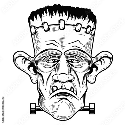 Monster head. Halloween zombie. Design element for poster, greeting card. Vector illustration