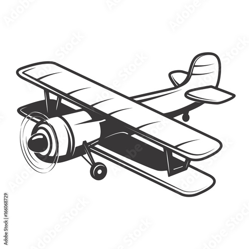 Vintage plane illustration isolated on white background. Design element for logo, label, emblem, sign. Vector illustration