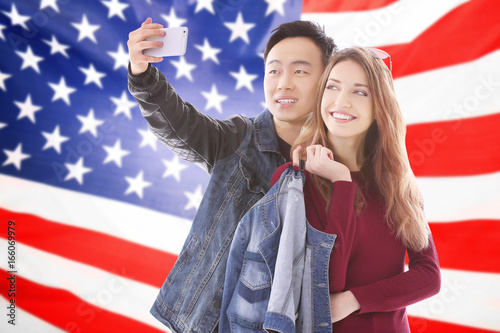 Ruffled American flag, clos...