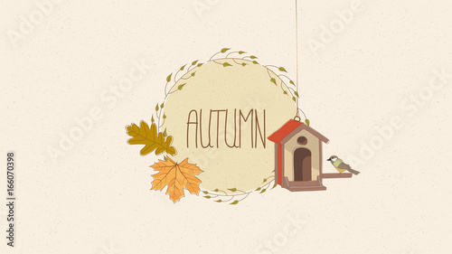 Hand Drawn Autumn Illustration. Autumnal frame and Space for your text.