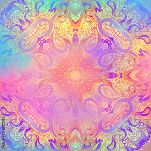 Kaleidoscopic Mandala inspired pattern. Beautiful vintage illustration. Psych...