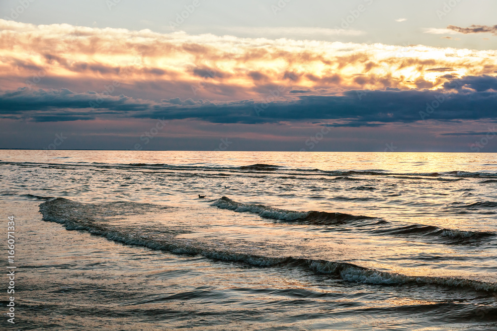 Beautiful sunset at the sea, the Baltic Sea