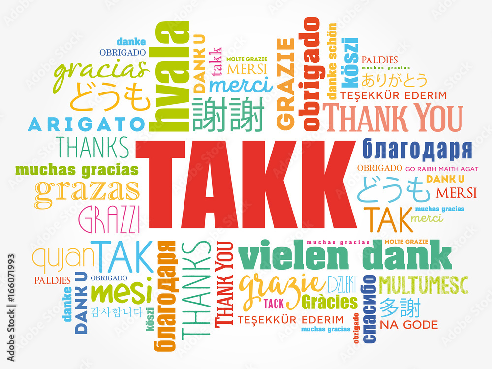 Takk (Thank You in Icelandic) Word Cloud background, all languages, multilingual for education or thanksgiving day