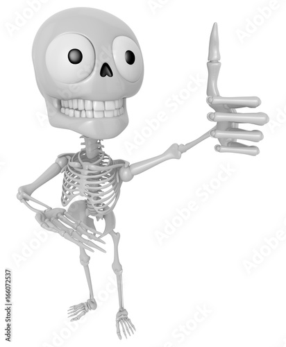 3D Skeleton Mascot the best hand gesture. 3D Skull Character Design Series.