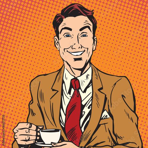 Printavatar portrait of man drinking coffee