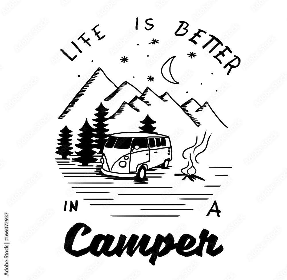 Life is better in a camper – Stock-Illustration | Adobe Stock