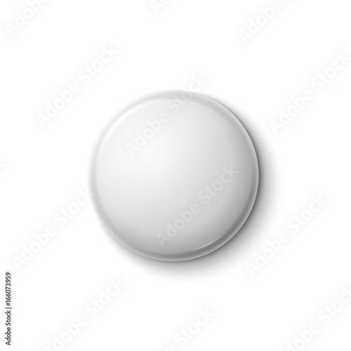 White glossy badge or web button. Vector blank badge isolated emblem
