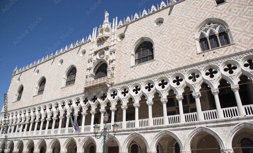 architectural details facade of Doge's Palace (Palazzo Ducale), Venice, Italy