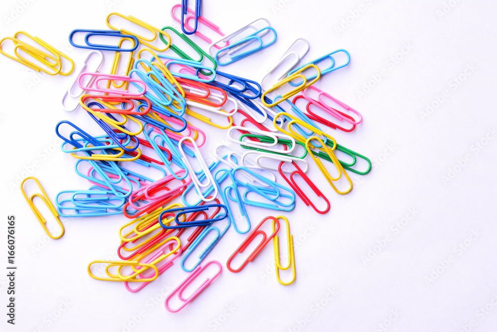 Colorful paper clip on white background
Colorful paper clip on white background