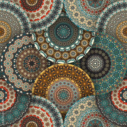 Seamless pattern. Vintage decorative elements. Hand drawn background. Islam, Arabic, Indian, ottoman motifs. Perfect for printing on fabric or paper.