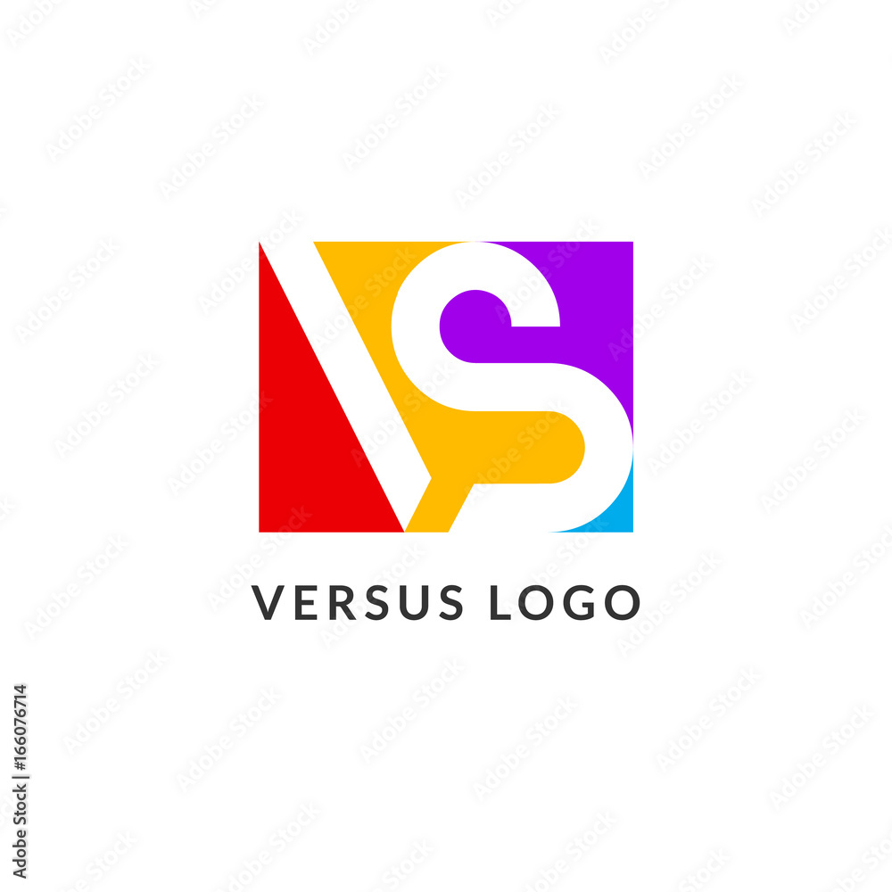 Versus letters logo. Flat competition concept design emblem. Versus icon Versus letters logo. Flat competition concept design emblem. Versus icon