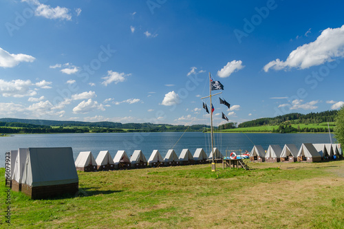 Quadro su tela Sumer's tent camp, Slezska Harta, Czech Republic