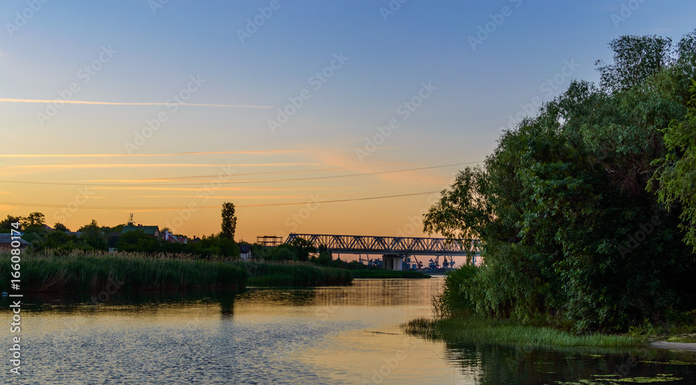 Sunrise over the river. River Don. Rostov region.