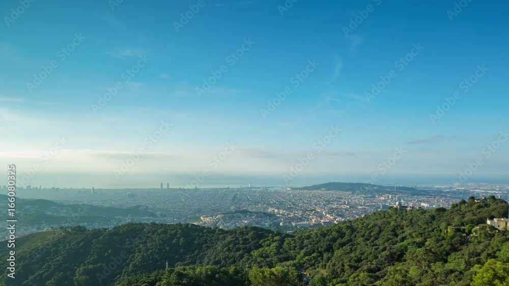 sunrise timelapse of the barcelona city skyline with beautiful light sunrise timelapse of the barcelona city skyline with beautiful light