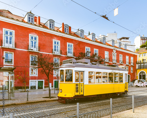 Tram 28, the famous yellow tram in Lisbon