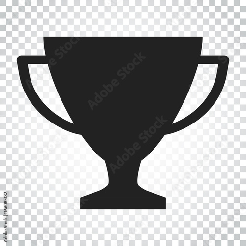 Trophy cup flat vector icon. Simple winner symbol. Black illustration on isolated background. Simple business concept pictogram.