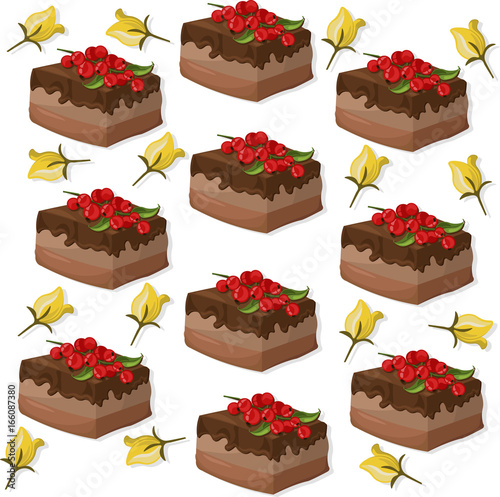 cakes pattern on white background Vector illustration