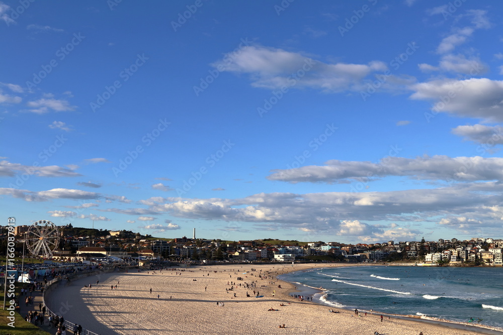 Winter Bondi Beach in the afternoon in July