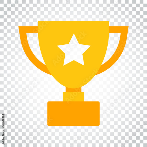 Trophy cup flat vector icon. Simple winner symbol. Gold illustration on isolated background. Simple business concept pictogram.