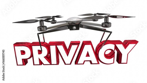 Privacy Intrusion Security Violated Drone Flying Carrying Word 3d Animation