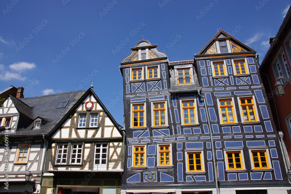Historische Fachwerkhäuser am König-Adolf-Platz in Idstein, Hessen