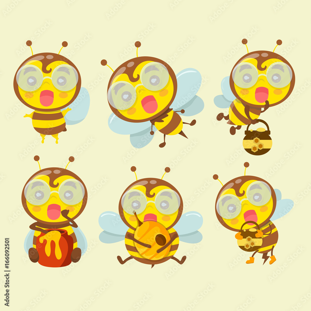 A set of cute cartoon bees.
A set of cute cartoon bees.