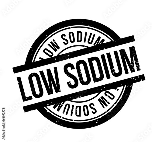 Low Sodium rubber stamp. Grunge design with dust scratches. Effects can be easily removed for a clean, crisp look. Color is easily changed.