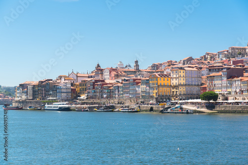  Porto in Portugal, view of the river Douro and the city, with typical colorful houses 