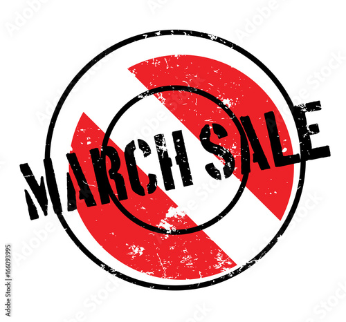March Sale rubber stamp. Grunge design with dust scratches. Effects can be easily removed for a clean, crisp look. Color is easily changed.