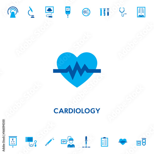 Cardiology Heart ECG Vector Icon