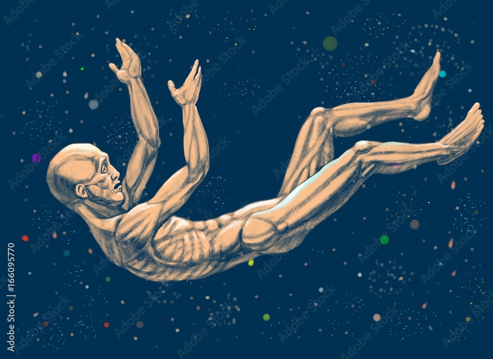 A man falls down in the cosmos (nescience) A man falls down in the cosmos (nescience)