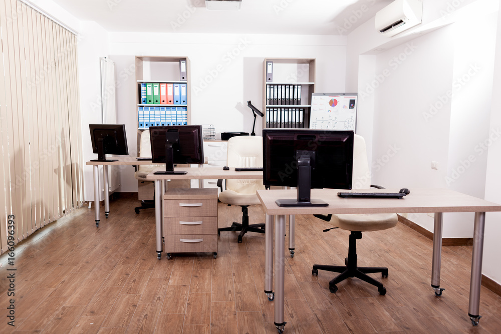 Empty modern business office. Interior design. Open space Empty modern business office. Interior design. Open space