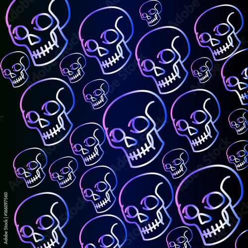 Youth background neon skull. Bright packaging