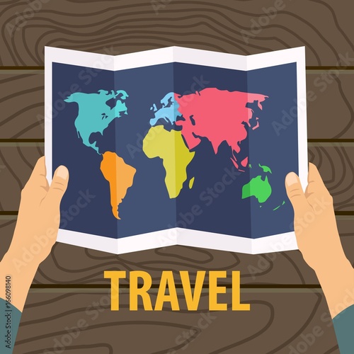 Travel map flat design with destination markers