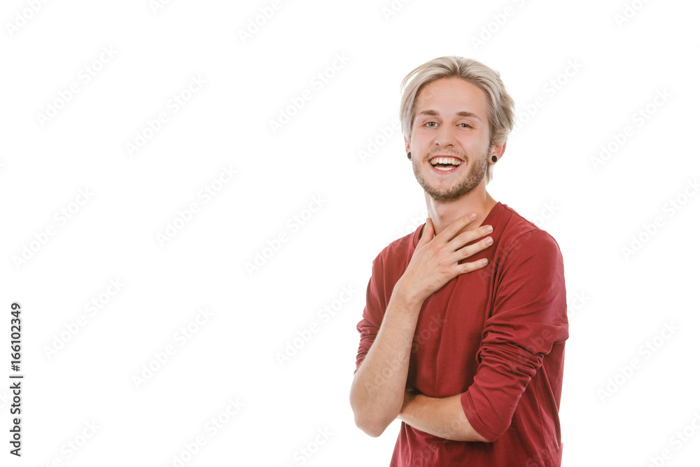 Portrait of young man laughing