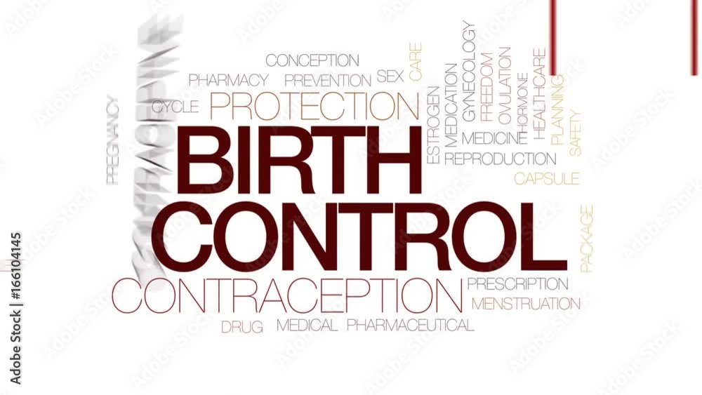 Birth control animated word cloud, text design animation. Kinetic typography.