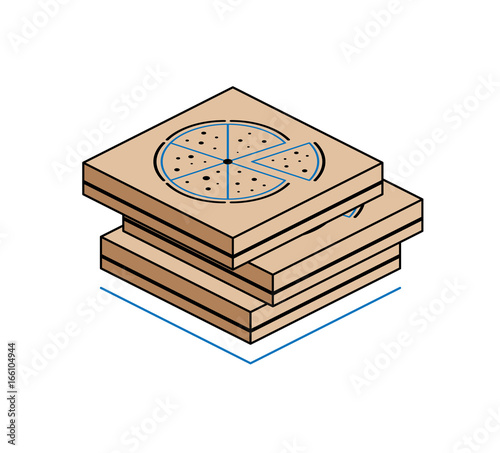 Pizza boxes isolated on white background