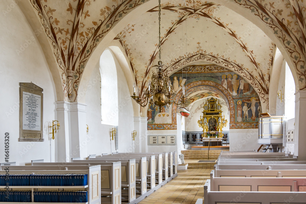 Ancient romanesque church with wall-paintings