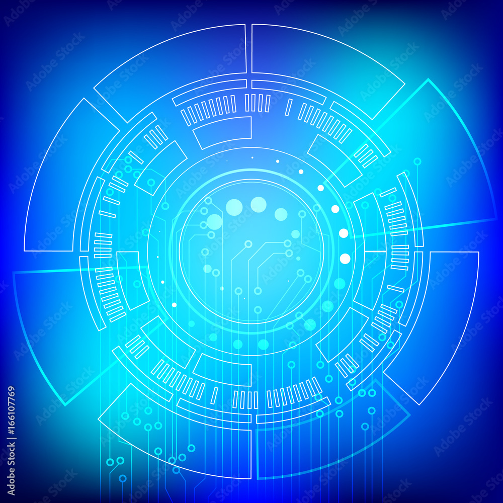 Abstract Blue Hi Technology With Circuit Board Connection Vector Background