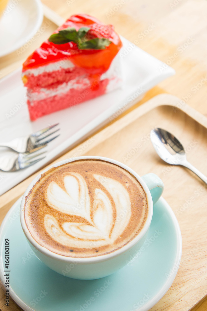 coffee heart cup on wood table in coffe shop cafe coffee heart cup on wood table in coffe shop cafe
