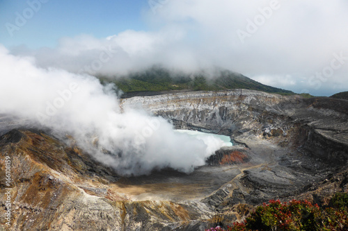 Smoke emerging from the Main Crater of Poas Volcano and National Park, Costa Rica photo
