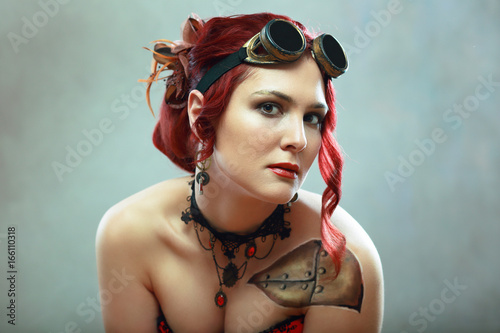 serious steampunk woman