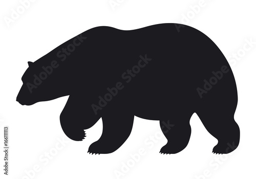 Silhouette bear on white background, vector illustration